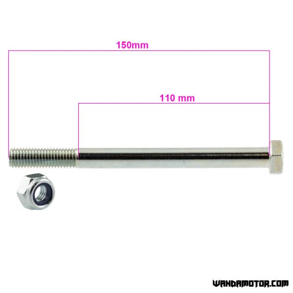 Axle bolt with nut M12 x 150mm