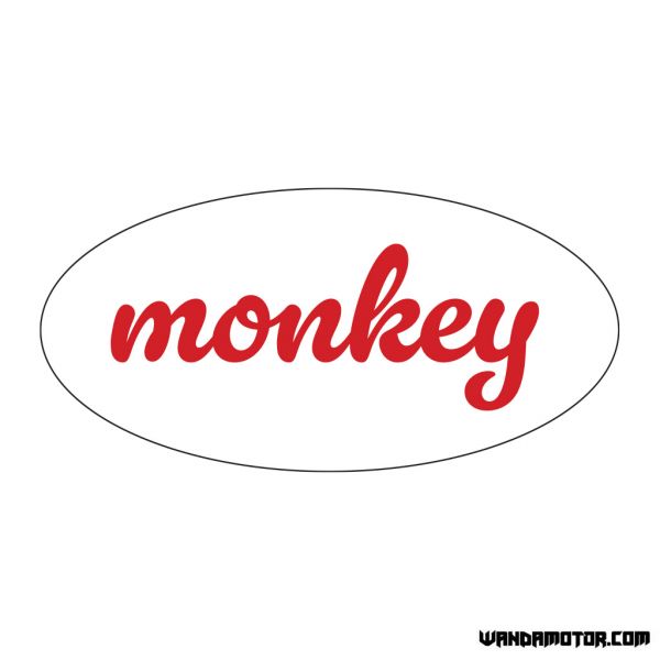 Sivuposken tarra Monkey [Cursive] valko-punainen