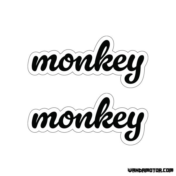 Fuel tank stickers Monkey [Cursive] white-black
