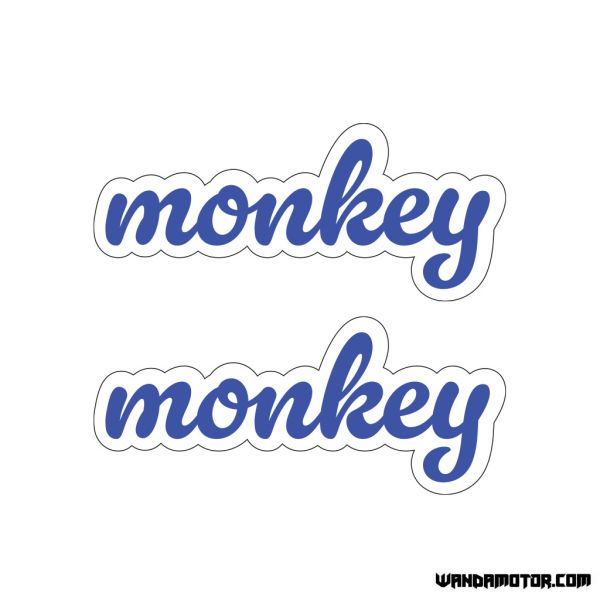 Fuel tank stickers Monkey [Cursive] white-blue